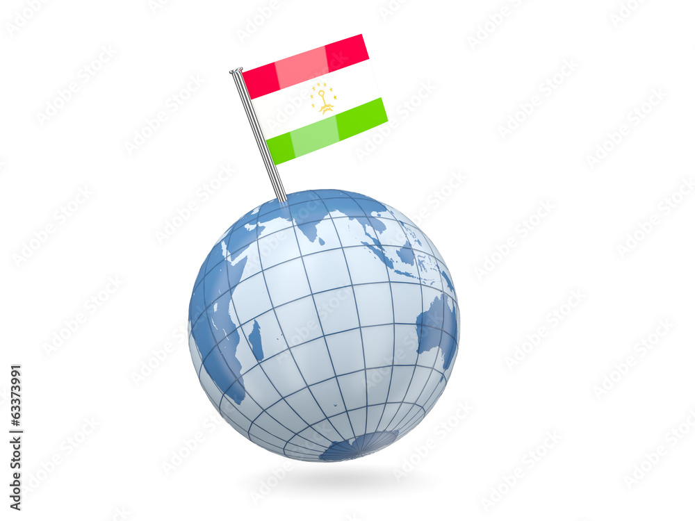 Fototapeta premium Globe with flag of tajikistan