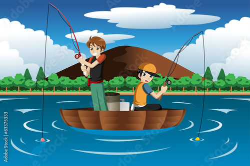 Kids fishing together