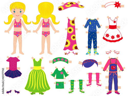 Paper doll and clothes set for her