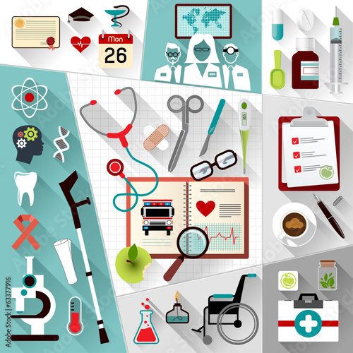 Set of medical flat design concept web icons