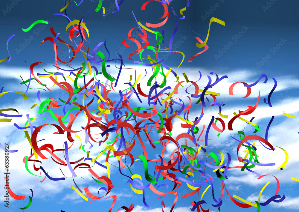 multicolored confetti flying in the sky