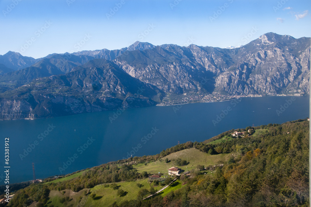 Lake Garda view from the summit of Monte Baldo in Italy
