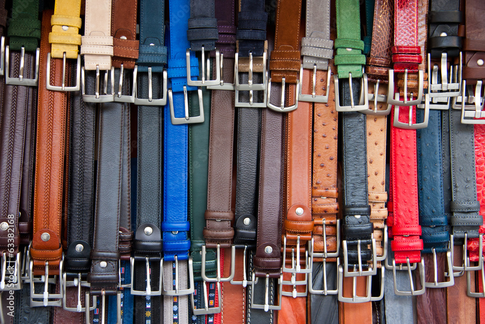 Leather belts for sale in Firenze street markets Leather belts for sale in Firenze street markets