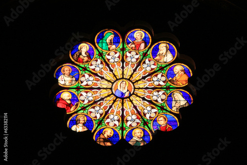 Stained-glass window in ancient Italy church