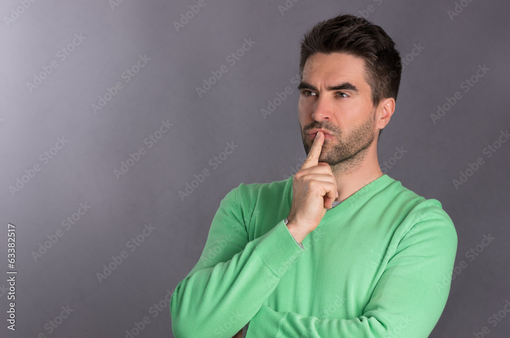 Thinking bearded Man, isolated Thinking bearded Man, isolated