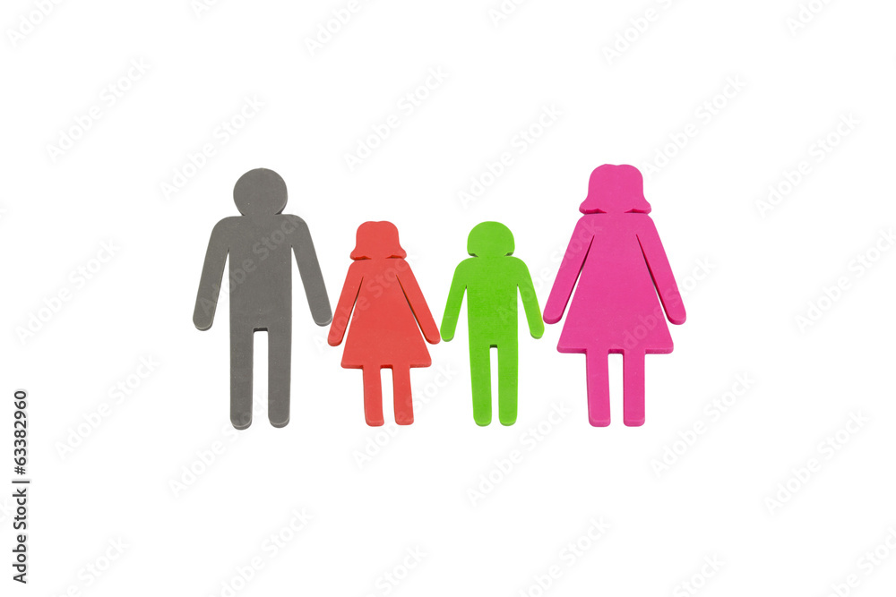 Family with two kids as figures - Stock Image