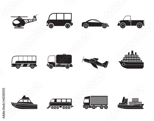 Silhouette Travel and transportation icons - vector icon set