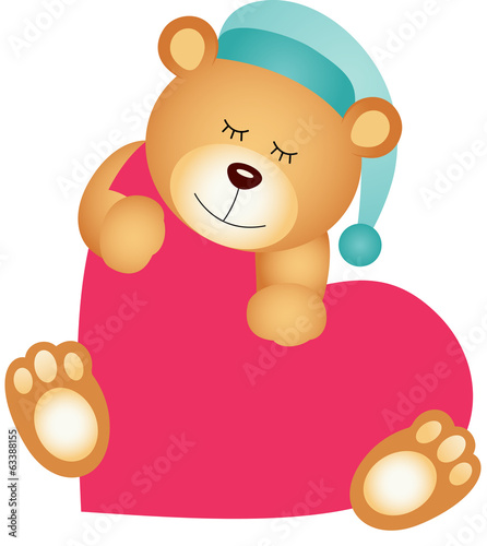 Teddy bear on heart shaped