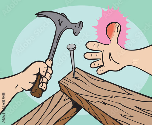 Cartoon of an injured thumb