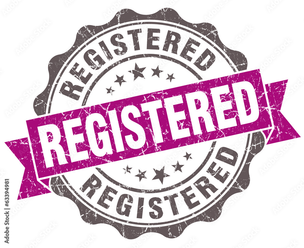 Registered violet grunge retro style isolated seal Registered violet grunge retro style isolated seal