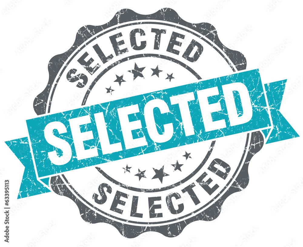 Fototapeta premium Selected turquoise grunge retro style isolated seal