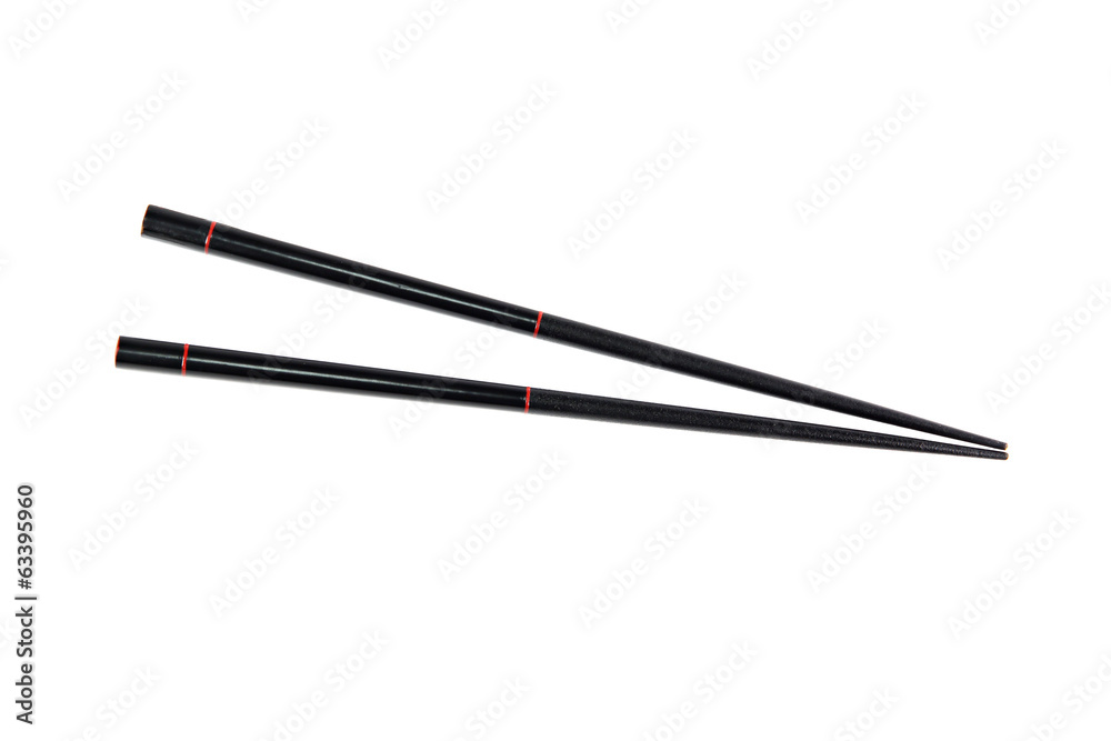 black chopsticks isolated. black chopsticks isolated.