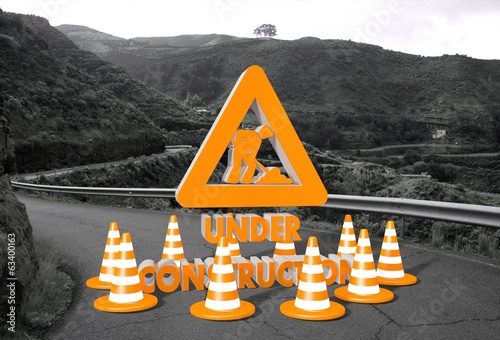 under construction sign on a road