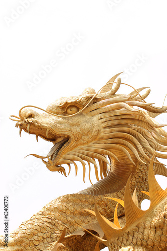 Head Golden dragon statue.