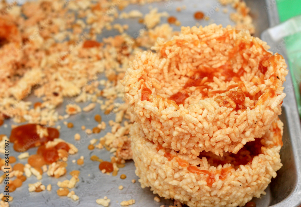 Sticky rice fried sprinkled sugar asia food Sticky rice fried sprinkled sugar asia food