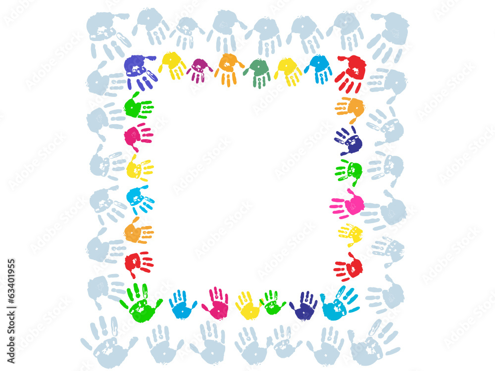 Human hand paint print frame Human hand paint print frame