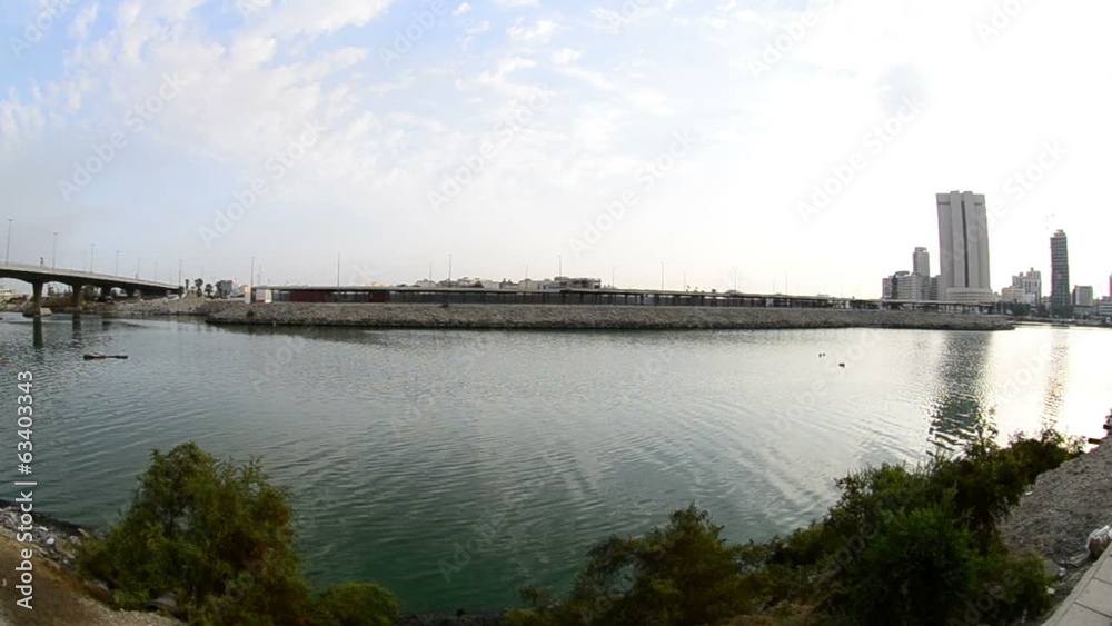 jeddah downtown waterfront at morning with fisheye lens jeddah downtown waterfront at morning with fisheye lens