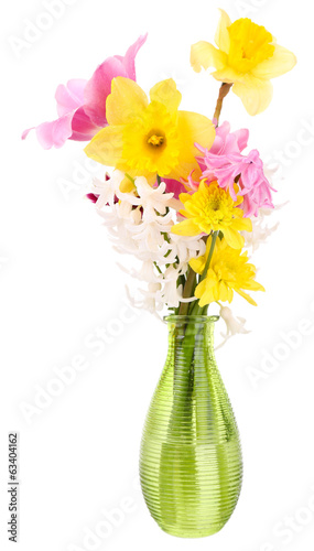 Fototapeta Naklejka Na Ścianę i Meble -  Beautiful flowers in vase isolated on white