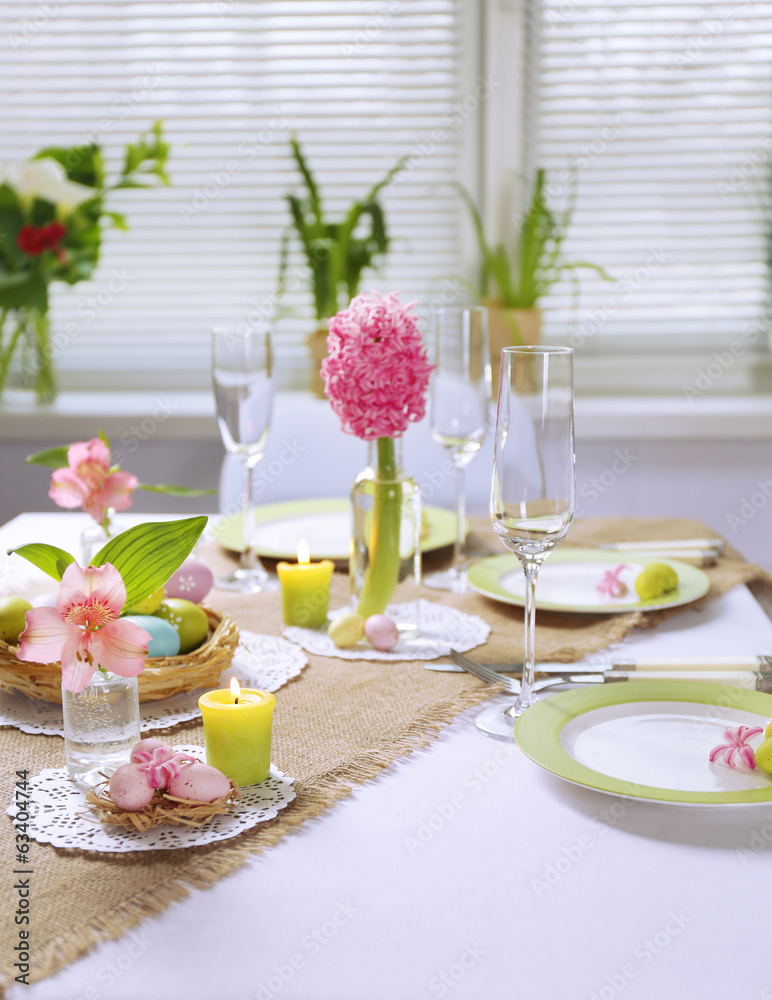 Fototapeta premium Beautiful holiday Easter table setting