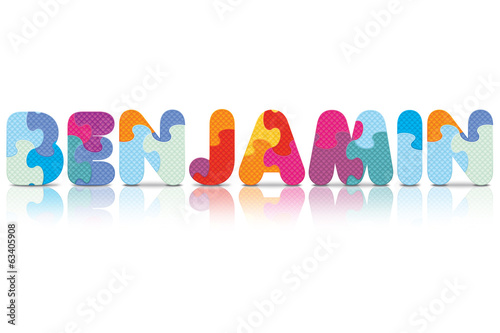 Vector BENJAMIN written with alphabet puzzle