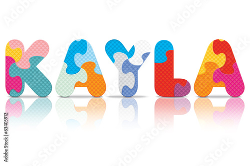 Vector KAYLA written with alphabet puzzle