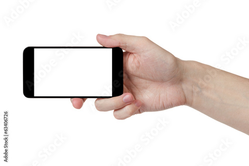 adult man hand taking photo with generic smartphone