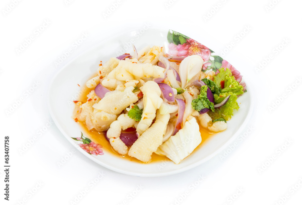 Spicy feet chicken salad on white background Spicy feet chicken salad on white background