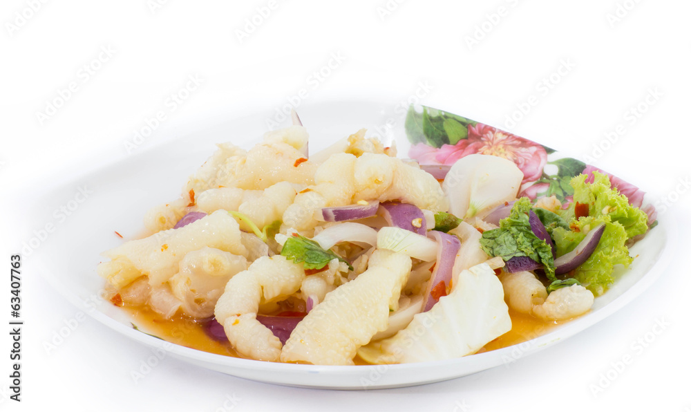 Spicy feet chicken salad on white background Spicy feet chicken salad on white background