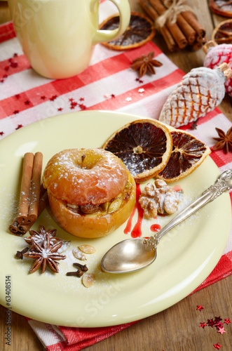 Wallpaper Mural Christmas background of Homemade oven baked stuffed apples Torontodigital.ca