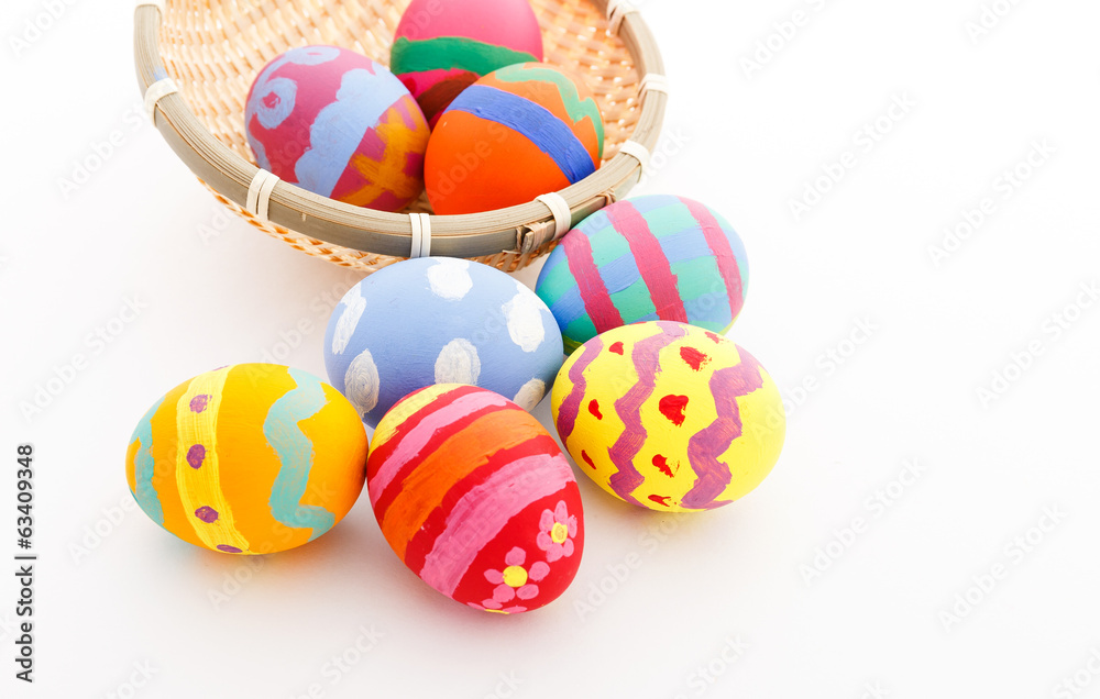 Children drawing easter egg in basket Children drawing easter egg in basket