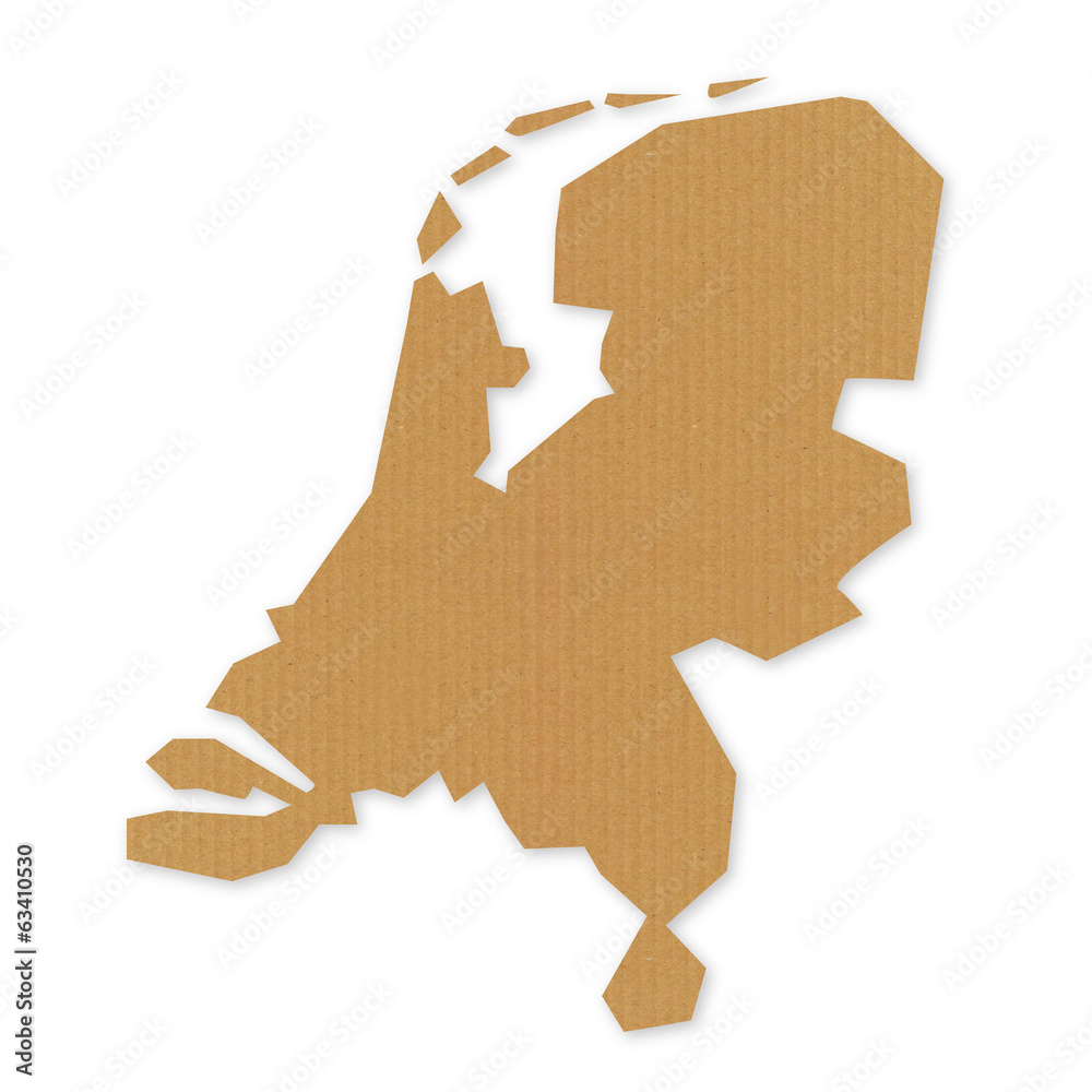 Fototapeta premium Map of Netherlands - recycled cardboard texture