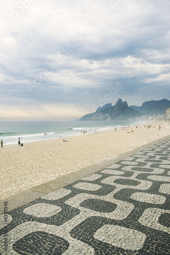 Ipanema Beach Rio de Janeiro Boardwalk with Two Brothers