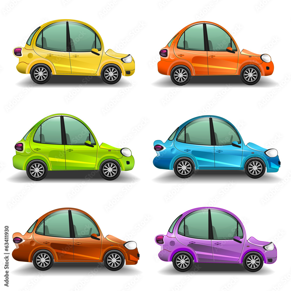 Colorful cartoon cars
