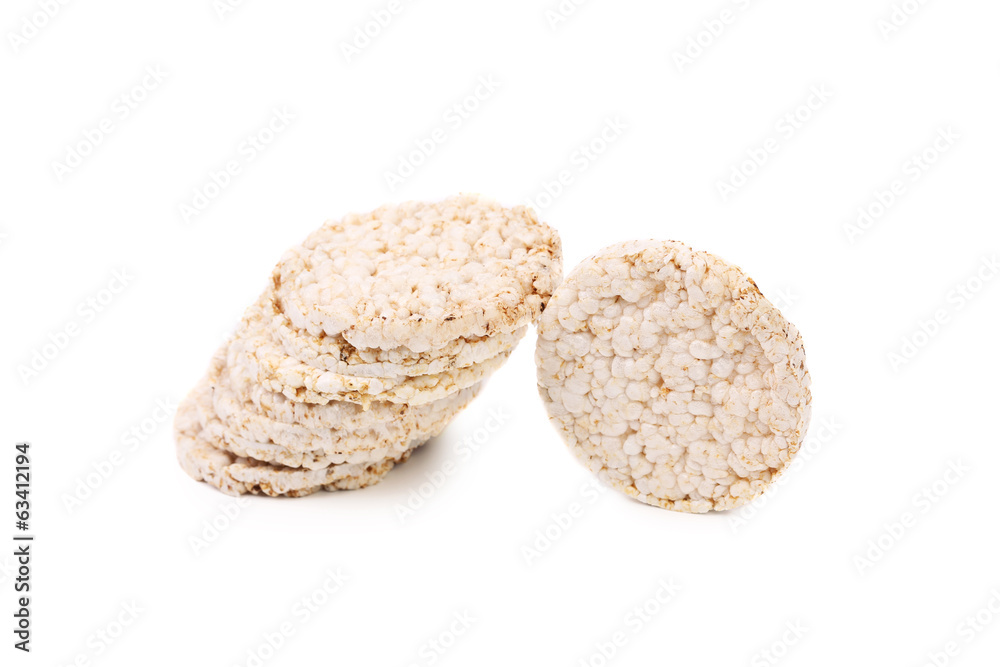 Stack of puffed rice snack Stack of puffed rice snack