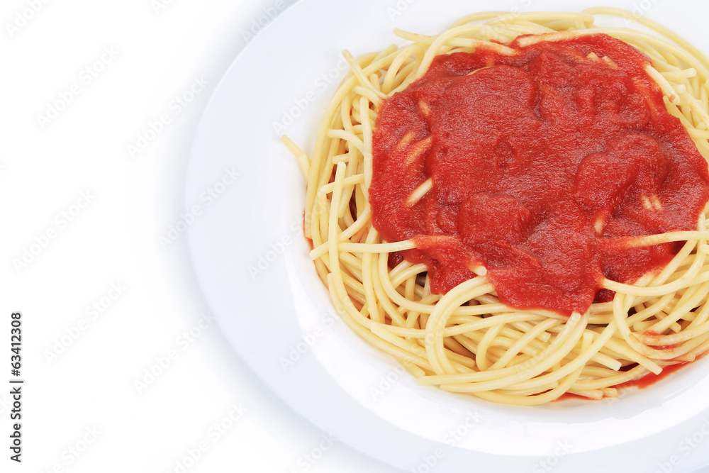 close up of spaghetti with tomato sauce close up of spaghetti with tomato sauce