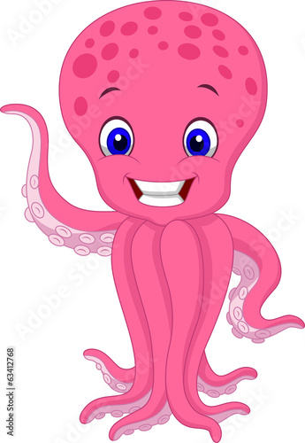 Cute cartoon octopus waving