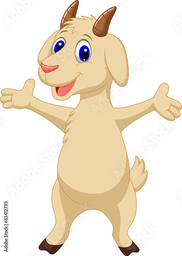 Cute goat cartoon posing