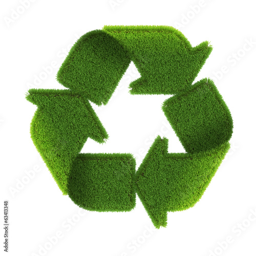 Grass recycle symbol isolated on white