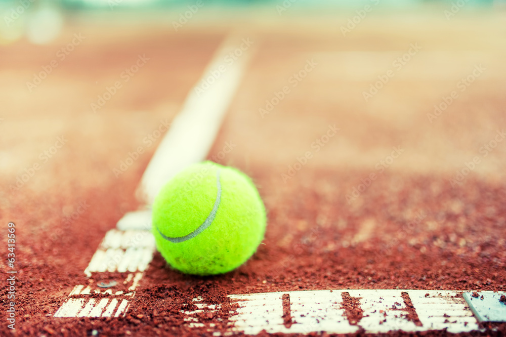 close-up of tennis ball on the court