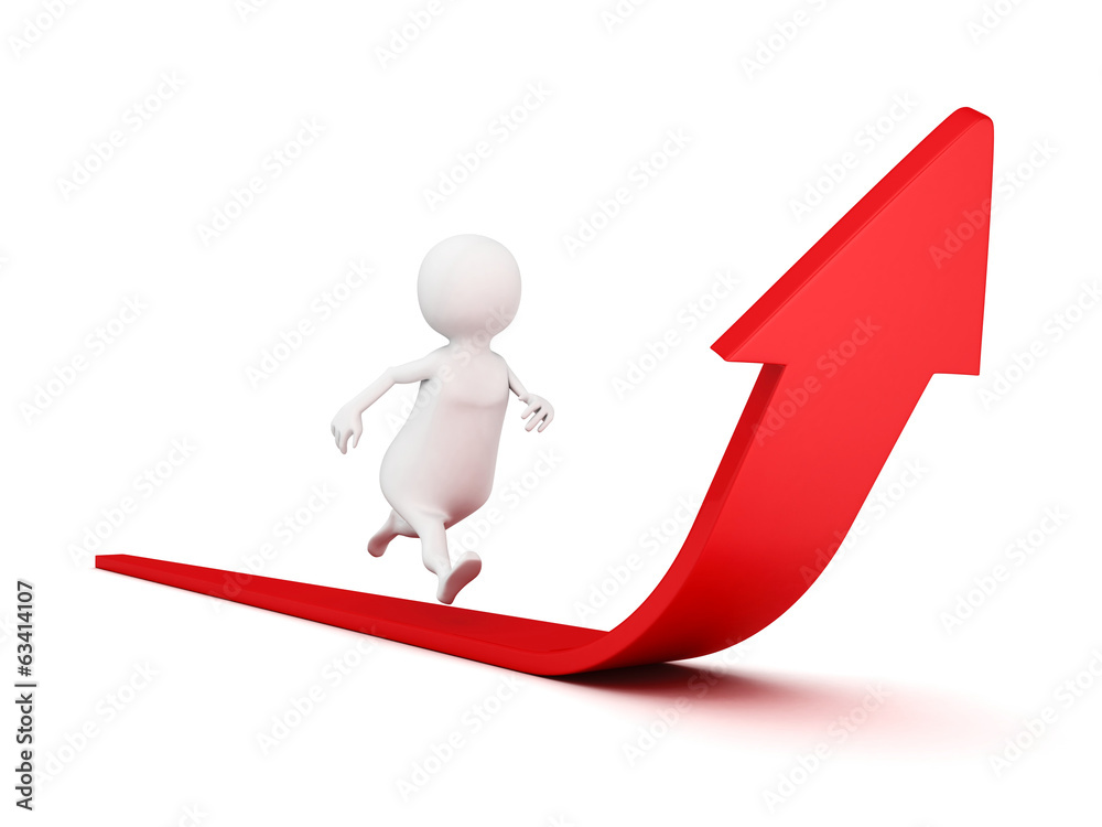 3d business person running grow arrow. Success concept 3d business person running grow arrow. Success concept