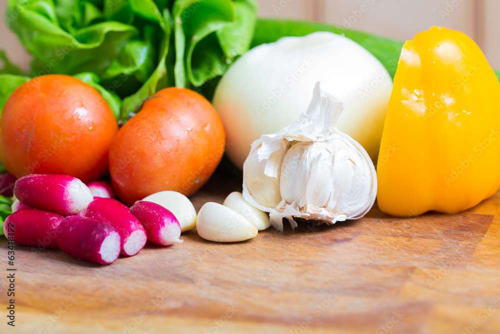 Fresh vegetables on the cutting board