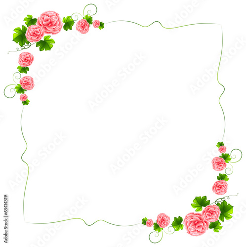 A border with carnation pink flowers