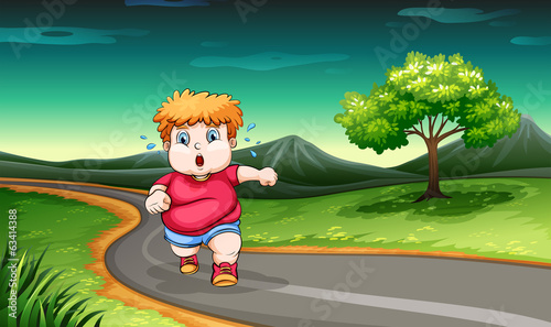 A young boy jogging