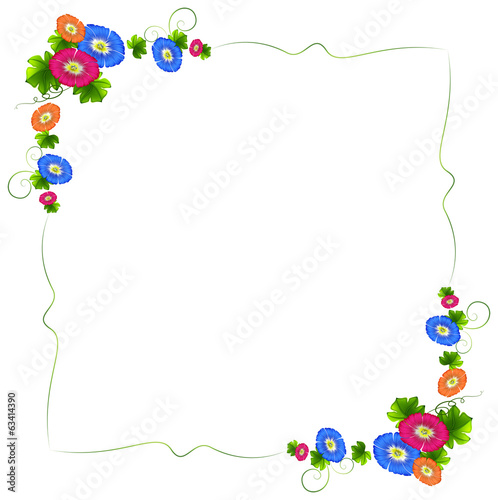 A border design with fresh colorful flowers