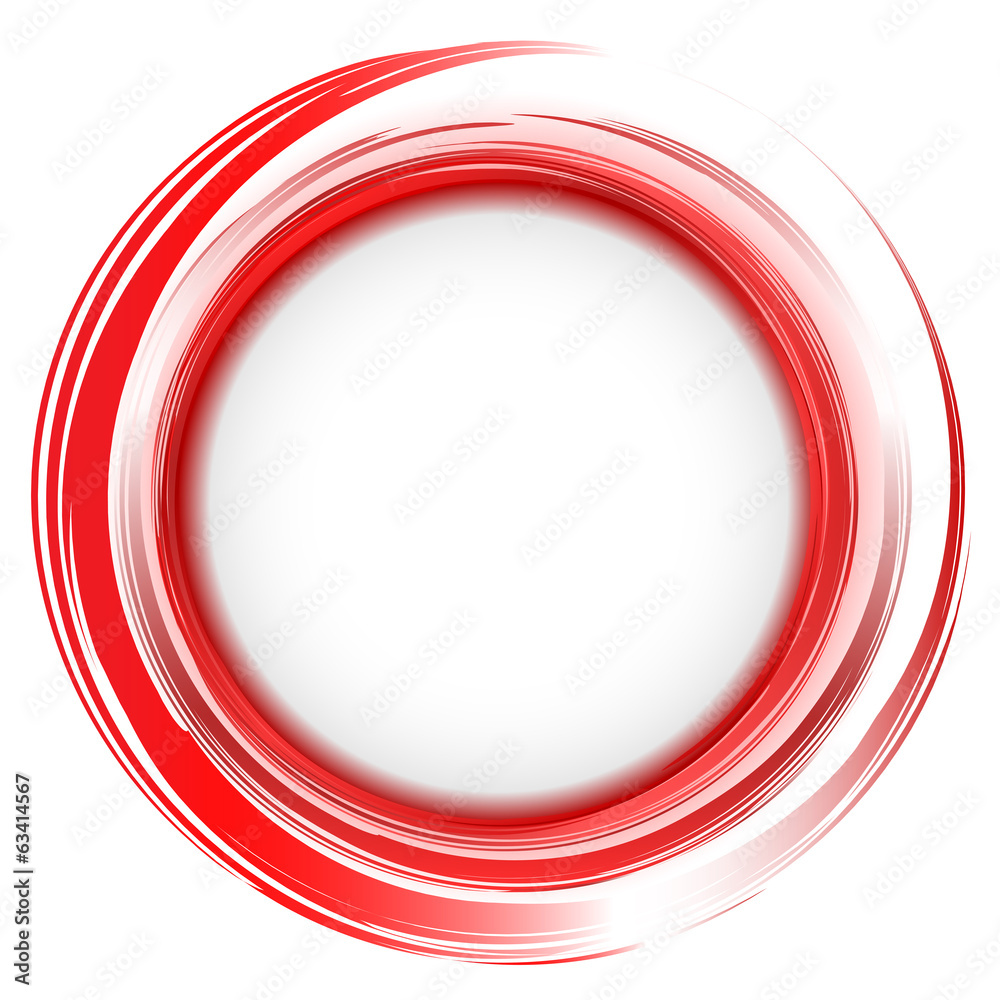 Naklejka premium Round frame. Red background with brush strokes. Vector.