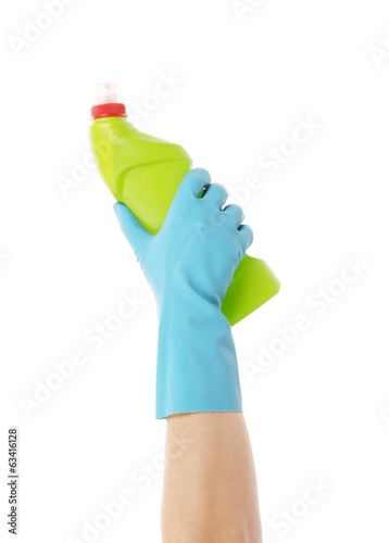 Detergent green bottle.