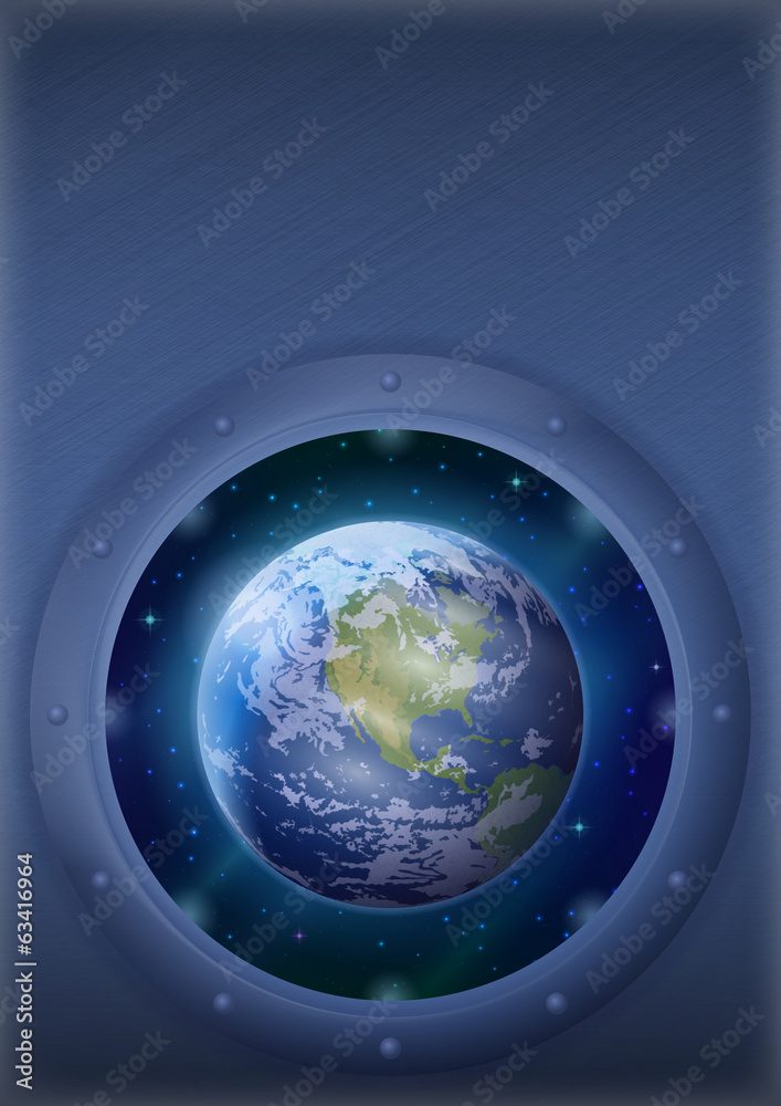 Earth and space in window Earth and space in window