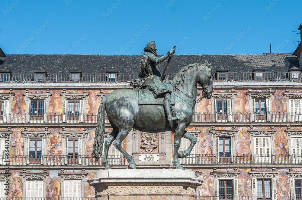 Philip III on the Plaza Mayor in Madrid, Spain. Philip III on the Plaza Mayor in Madrid, Spain.
