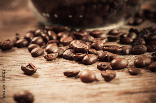 Closeup on coffee beans