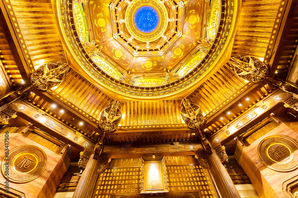 Obraz premium Wuxi,China-February 5,2014:Abstract Ceiling Design in an Orienta